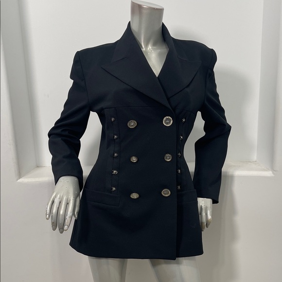 Kamosho Paris Jackets & Blazers - Marina Sitbon For Kamasho Paris  Black Double-Breasted Jacket Medusa Buttons 42